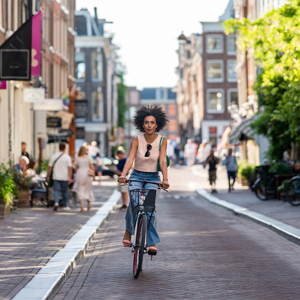 Girl on bike in Amsterdam